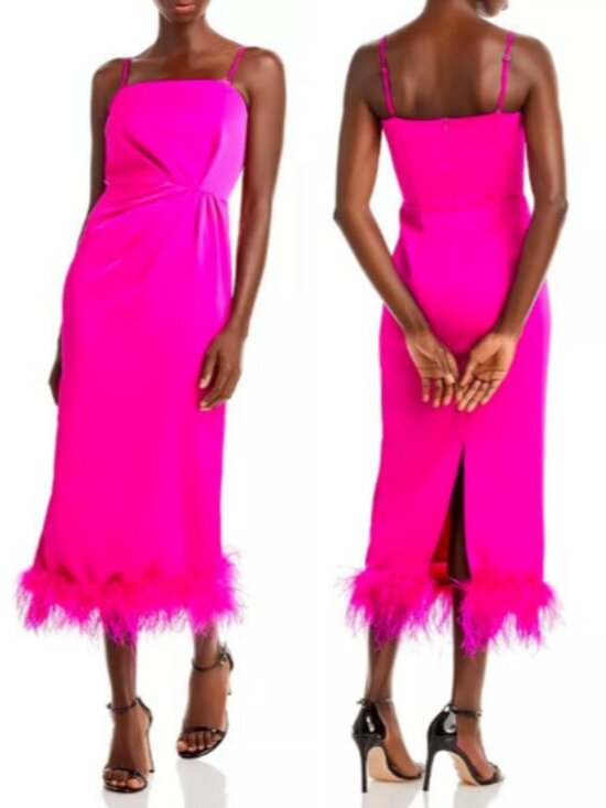 Lucy Paris Dresses & Skirts - Lucy Paris Mareena Feather Column Midi Dress in Hot Pink XS